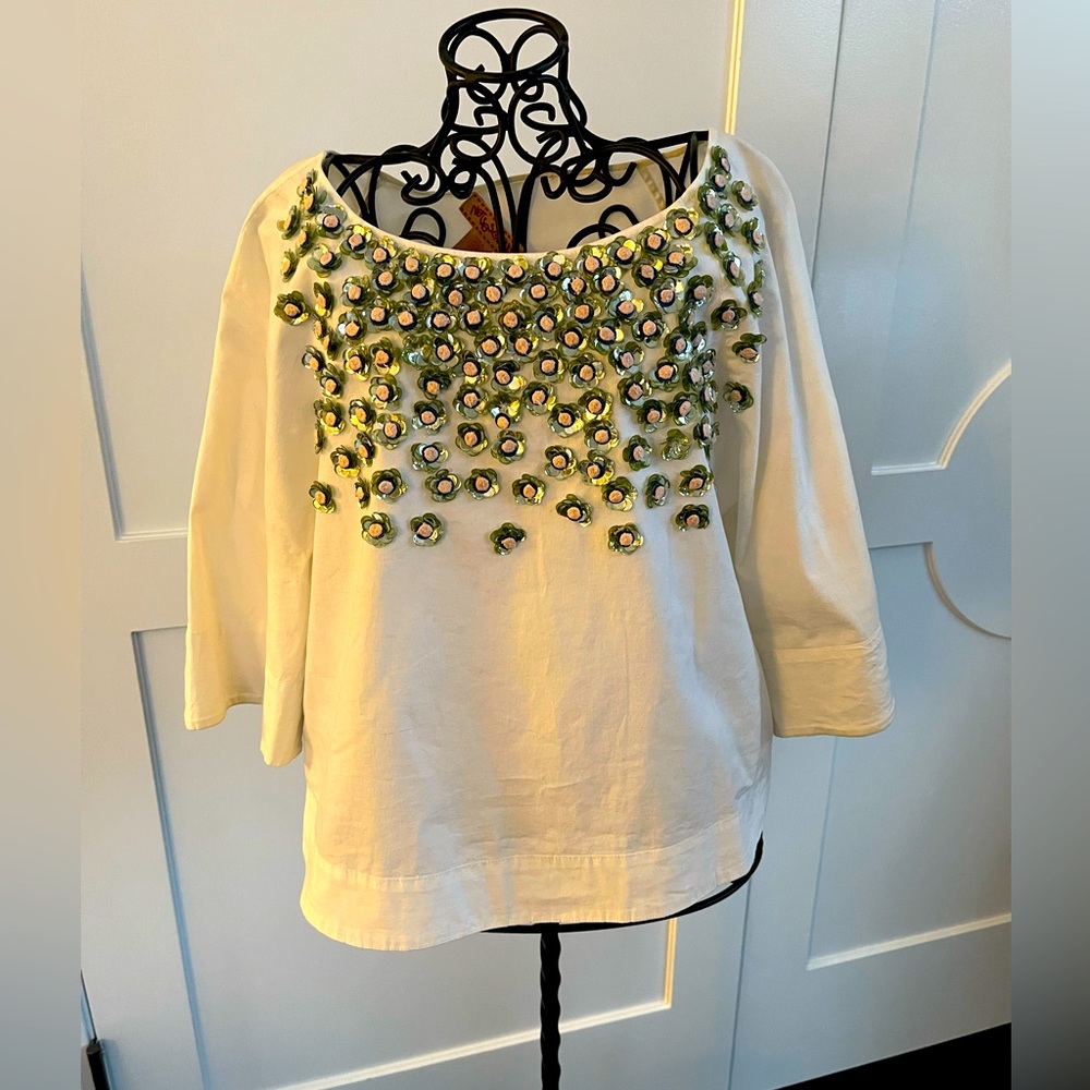 Anthropologie Crop appliques Top